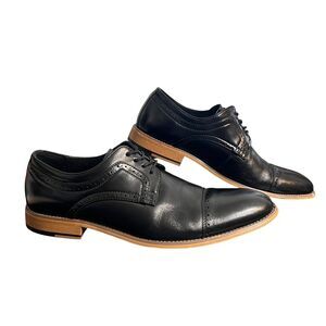 Stacy Adams Shoes Mens Size 10 Black Leather Cap Toe Dress Oxford Brogue Formal